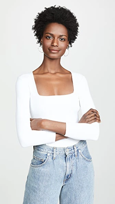 Free People Truth Or Square White Stretch-jersey Bodysuit