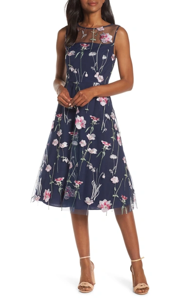Eliza j embroidered top floral sleeveless dress