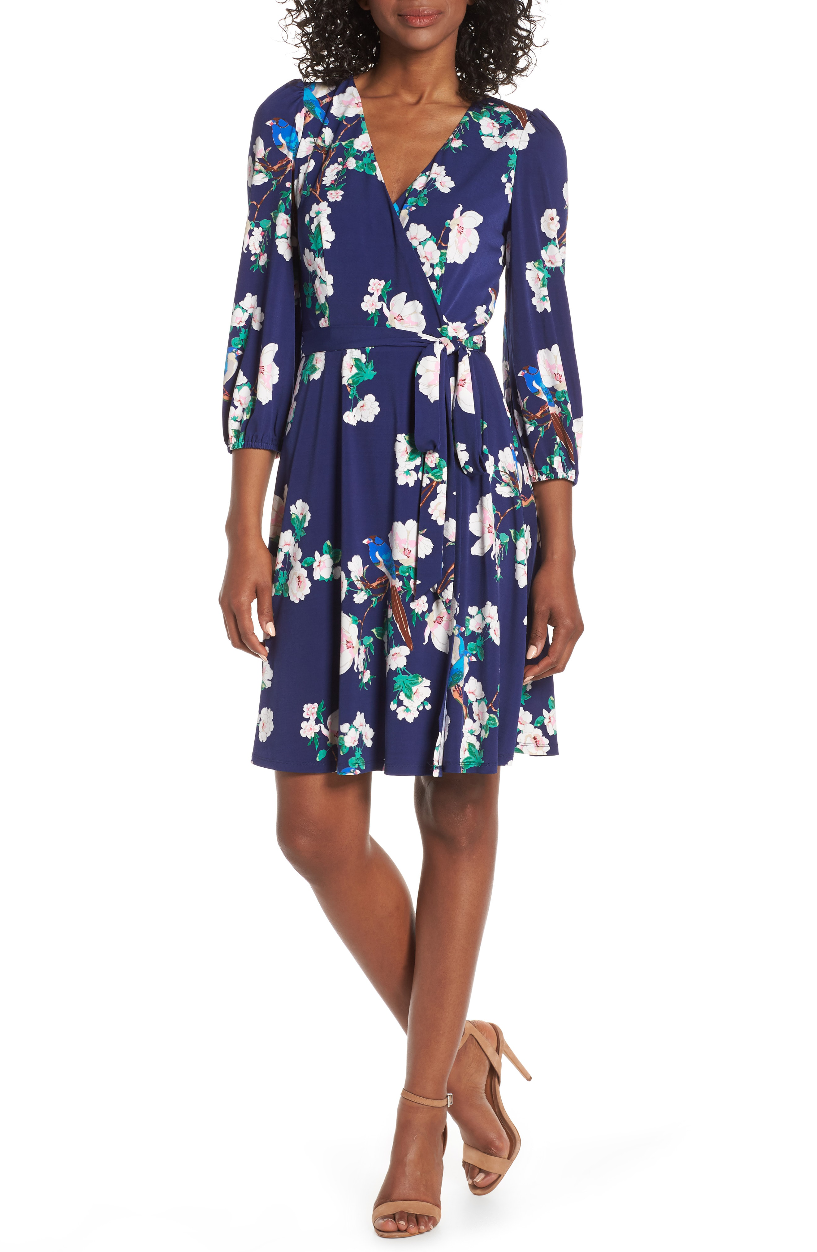 eliza j floral wrap dress