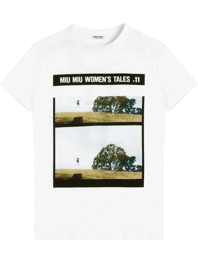 Miu Miu Tales Jersey T-shirt In White