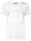 Balmain Logo Print Button Detail Cotton T-shirt In Gac White