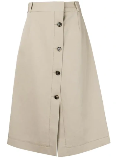 Bottega Veneta A-line Midi Skirt In Neutrals