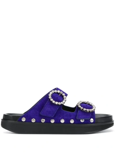 Isabel Marant Noddi Embellished Suede Sandals In Blue