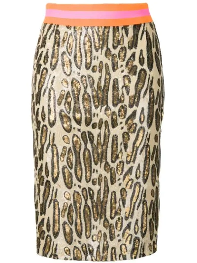 Bazar Deluxe Sequin Leopard Print Skirt In Neutrals