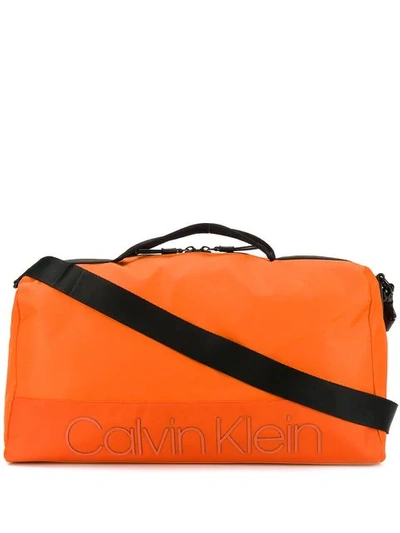 Calvin Klein Logo Patch Holdall In Orange