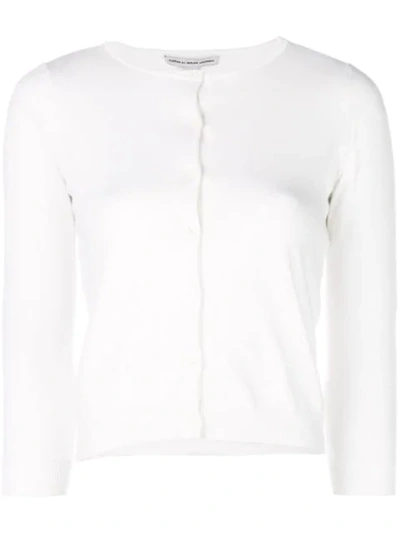 Autumn Cashmere Button Fitted Cardigan In White