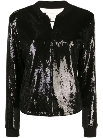 Nicole Miller Sequined Fitted Jacket In Black