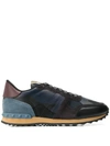 Valentino Garavani Leather Camo Trainers In Blue