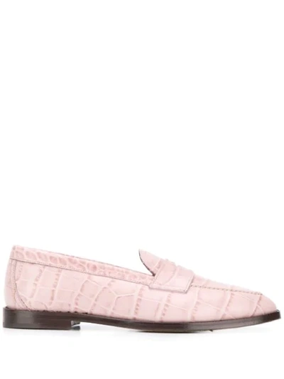 Etro Croco-embossed Loafers In Pink