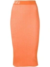 Fendi Knitted Pencil Skirt In Orange