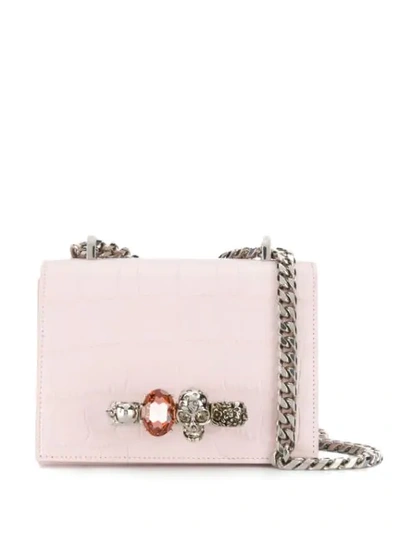 Alexander Mcqueen Jewelled Knuckle Duster Bag In Pink