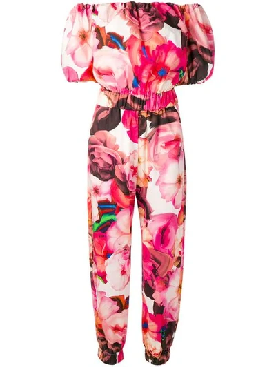 Msgm Floral Print Jumpsuit In Pink