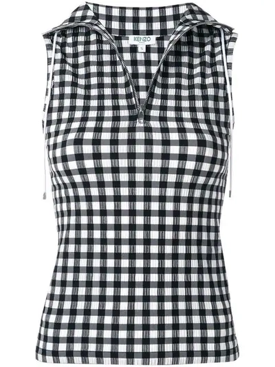 Kenzo Gingham Sleeveless Top In Black