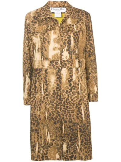 Pre-owned Dior  Leopard Print Coat In Brown