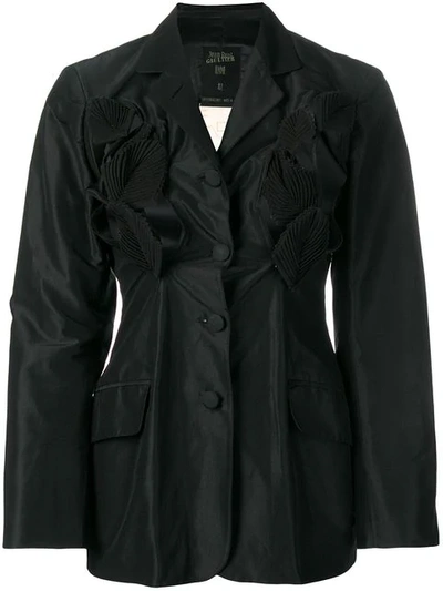 Pre-owned Jean Paul Gaultier Vintage 1991 Leaf Appliqué Jacket In Black