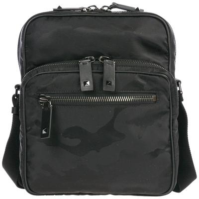 Valentino Garavani Men's Nylon Cross-body Messenger Shoulder Bag In Black