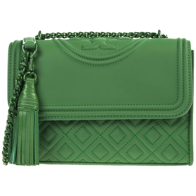 Tory Burch Women's Leather Shoulder Bag Fleming In Green