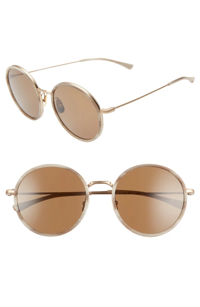 Salt Audrey 56mm Polarized Round Sunglasses In Honey Brown/ Gold