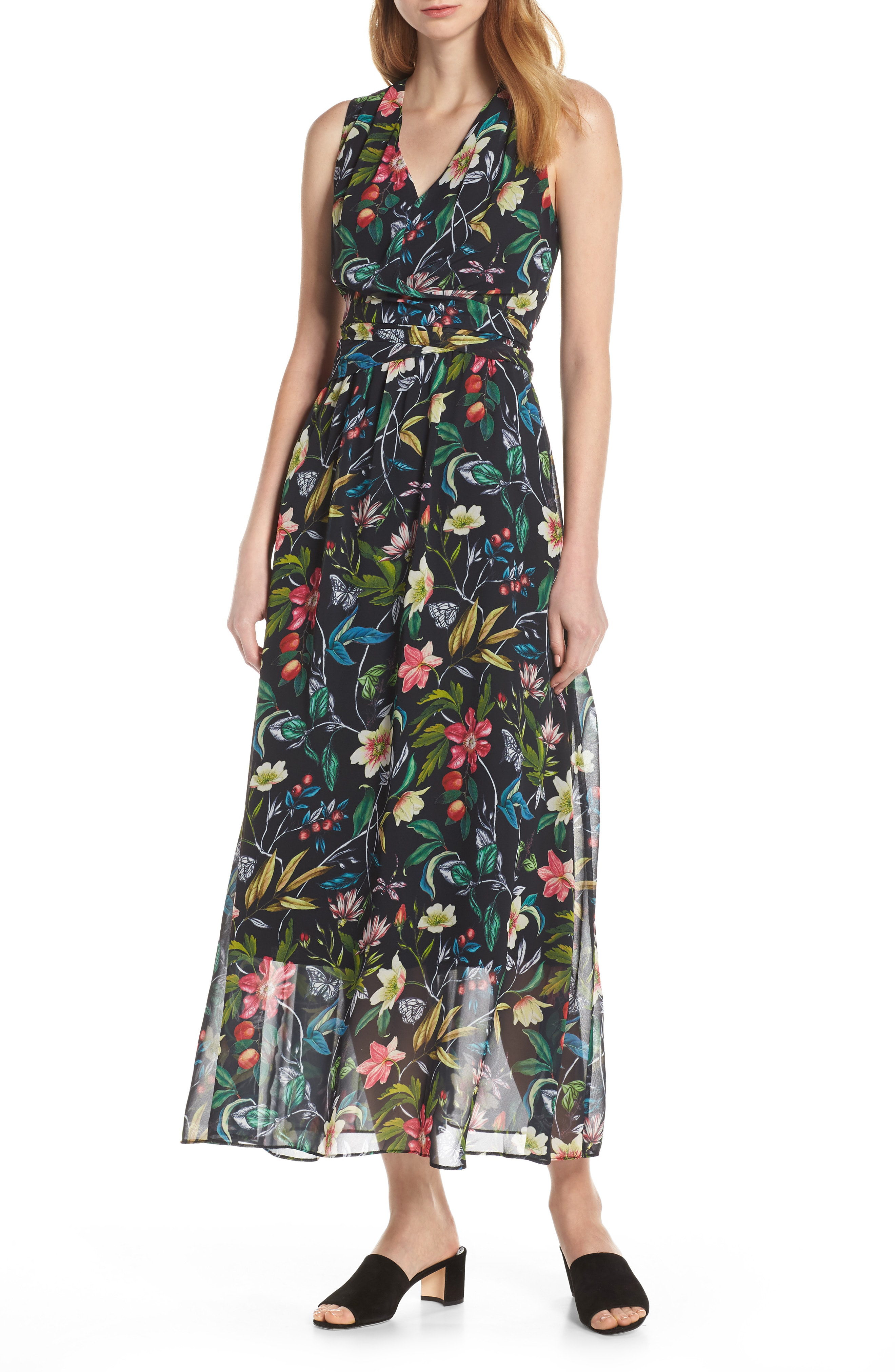 Sam Edelman Floral Maxi Dress In Black Multi | ModeSens
