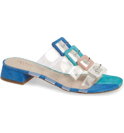 Cecelia New York Lincoln Strappy Clear Slide Sandal In Pool Blue