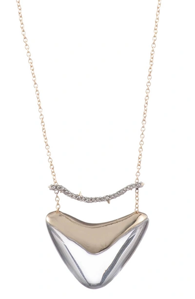 Alexis Bittar Crystal Encrusted Bar & Shield Pendant Necklace In Gold/clear