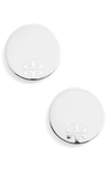 Tory Burch Enamel Logo Stud Earrings In Tory Silver/ Optic White