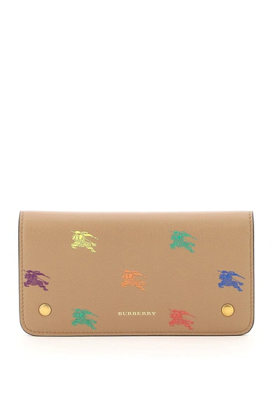 Burberry Knight's Multicolor Equestrian Wallet In Lt Camel (beige)