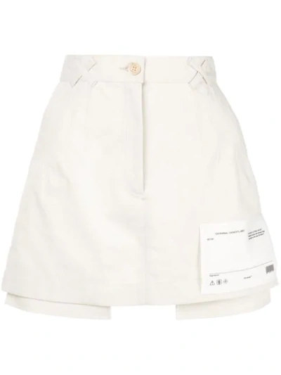 Off-white Pockets Out Denim Cotton Mini Skirt In White