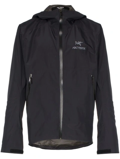 Arc'teryx Zeta Logo Print Hooded Jacket In Black