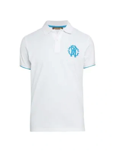 Roberto Cavalli Logo Crest Polo In Bianco