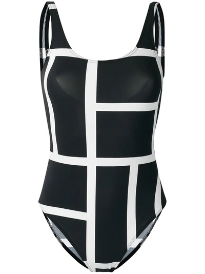 Totême Toteme Geometric Print Swimsuit - Black In Black