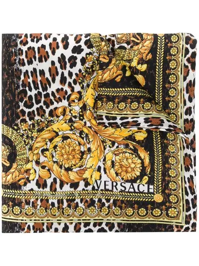 Versace Wild Barocco Scarf In Brown