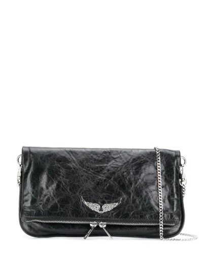 Zadig & Voltaire Rock Wings Clutch Bag In Black