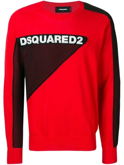 Dsquared2 Logo Mesh Sweater In Red