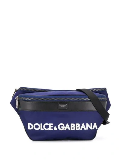 Dolce & Gabbana Logo Trim Belt Bag In Navy