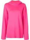 Adam Lippes Double Face Merino Neon Turtleneck Sweater In Pink