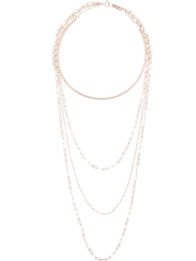 Isabel Marant Rose Gold Tone Four Loop Chain Necklace In Metallic