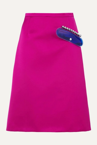 Christopher Kane Gel Patch Embellished Midi Skirt In Pink