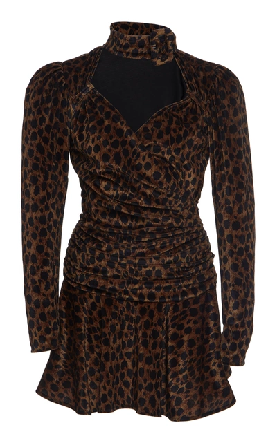 Attico Leopard Print Mini Dress In Brown