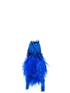 Attico Ostrich Feather Embellished Mini Pouch In Blue