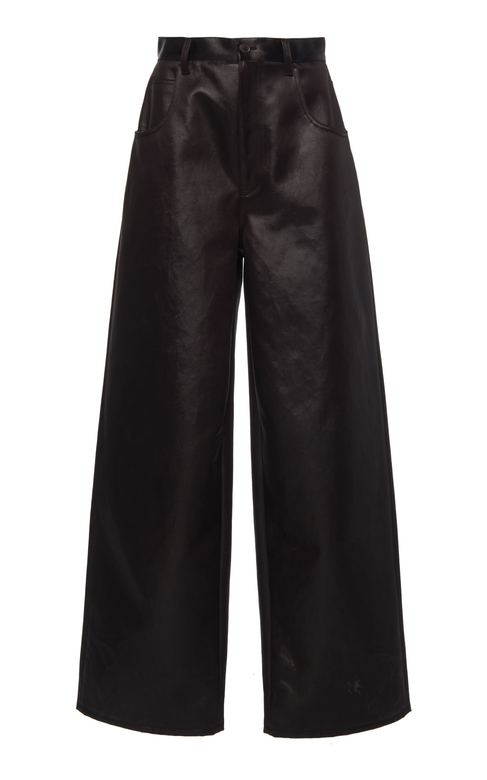 Jil Sander Faux Leather Wide-leg Pants In Brown | ModeSens