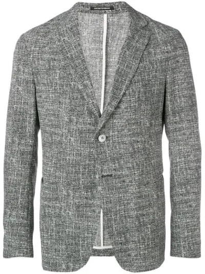 Emporio Armani Single Breasted Tweed Coat In 631 Grey