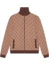 Gucci Men's Gg Logo Zip-front Turtleneck Sweater In Neutrals