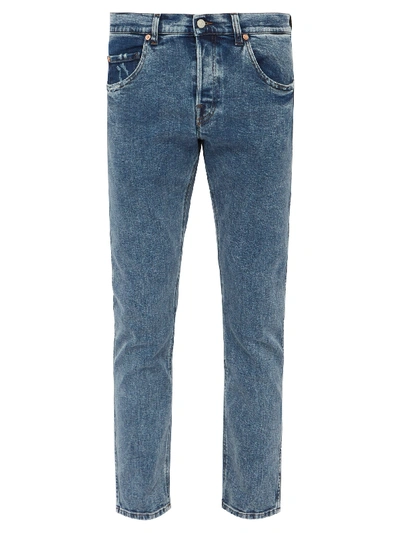 Gucci Men's Distressed Cropped Denim Jeans In Light Blue