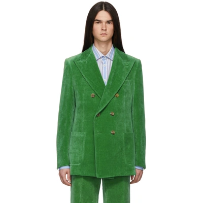 Gucci Men's Double-breasted Velvet Jacket In 3164 Green