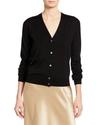 Theory V-neck Button-front Silk-cotton Cardigan In Black