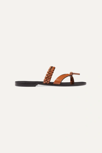 Loewe + Paula's Ibiza Braided Leather Sandals In Tan