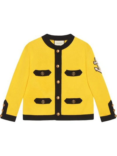 Gucci Silk & Cotton Milano Cardigan In Black/yellow Silk