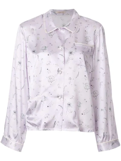 Morgan Lane Ruthie Night Garden Pajama Top In Lilac