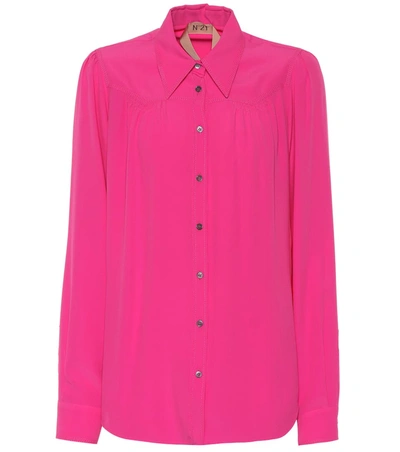 N°21 Silk-blend Crêpe Shirt In Pink